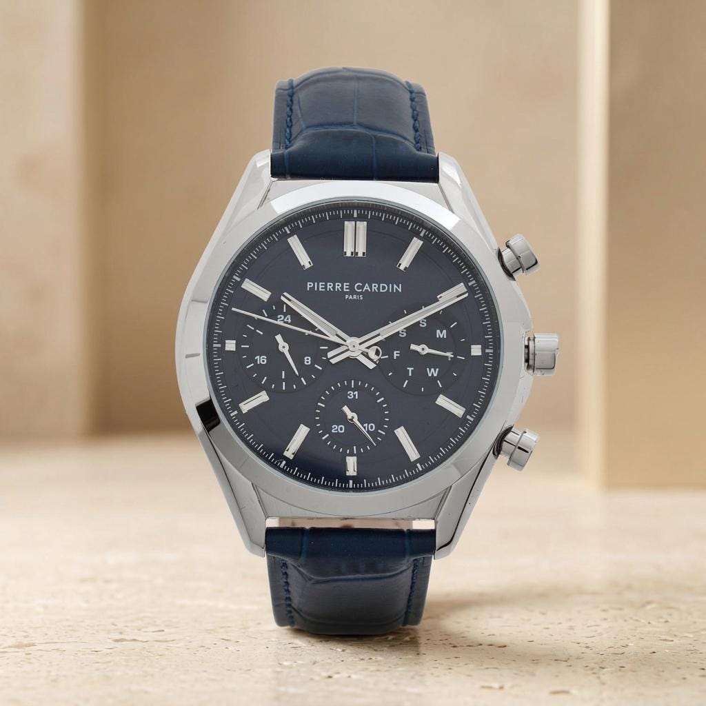 Pierre Cardin Dark Blue Leather Vaugirard Lecourbe Watch