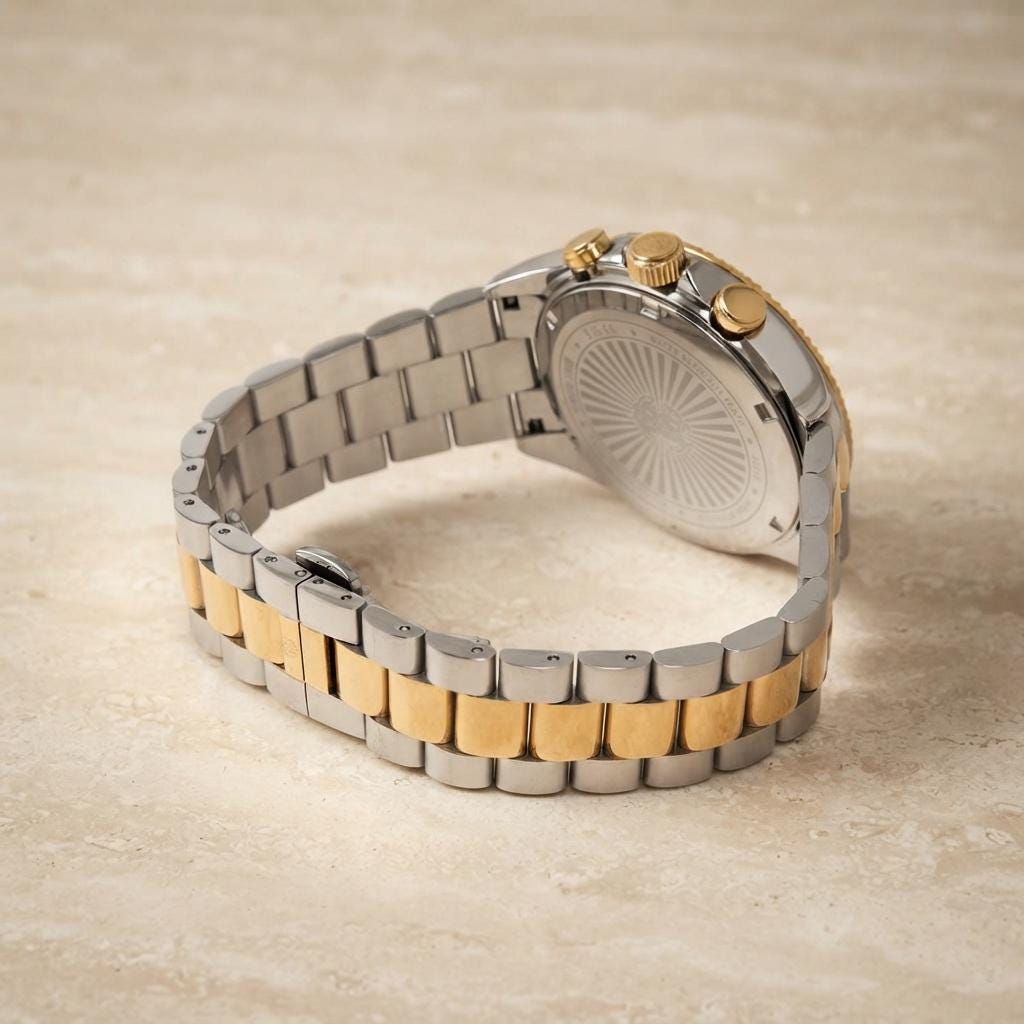 Roberto Cavalli Gold & Silver Tone Chronograph Watch