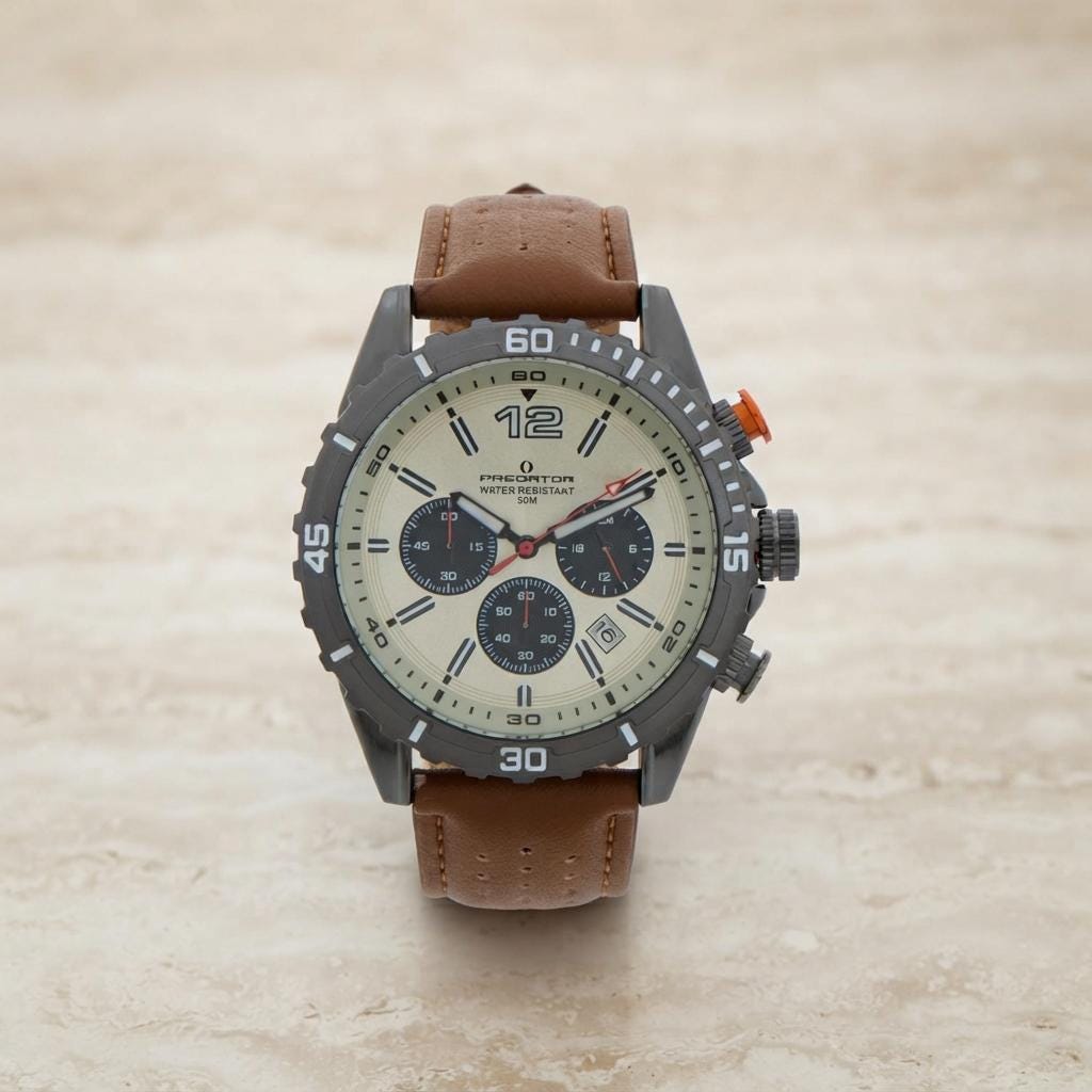 Predator Brown Leather Chronograph Watch