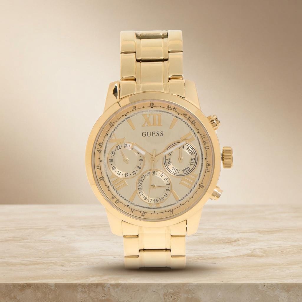Guess Gold Chronograph Watch, Roman Numeral Dial