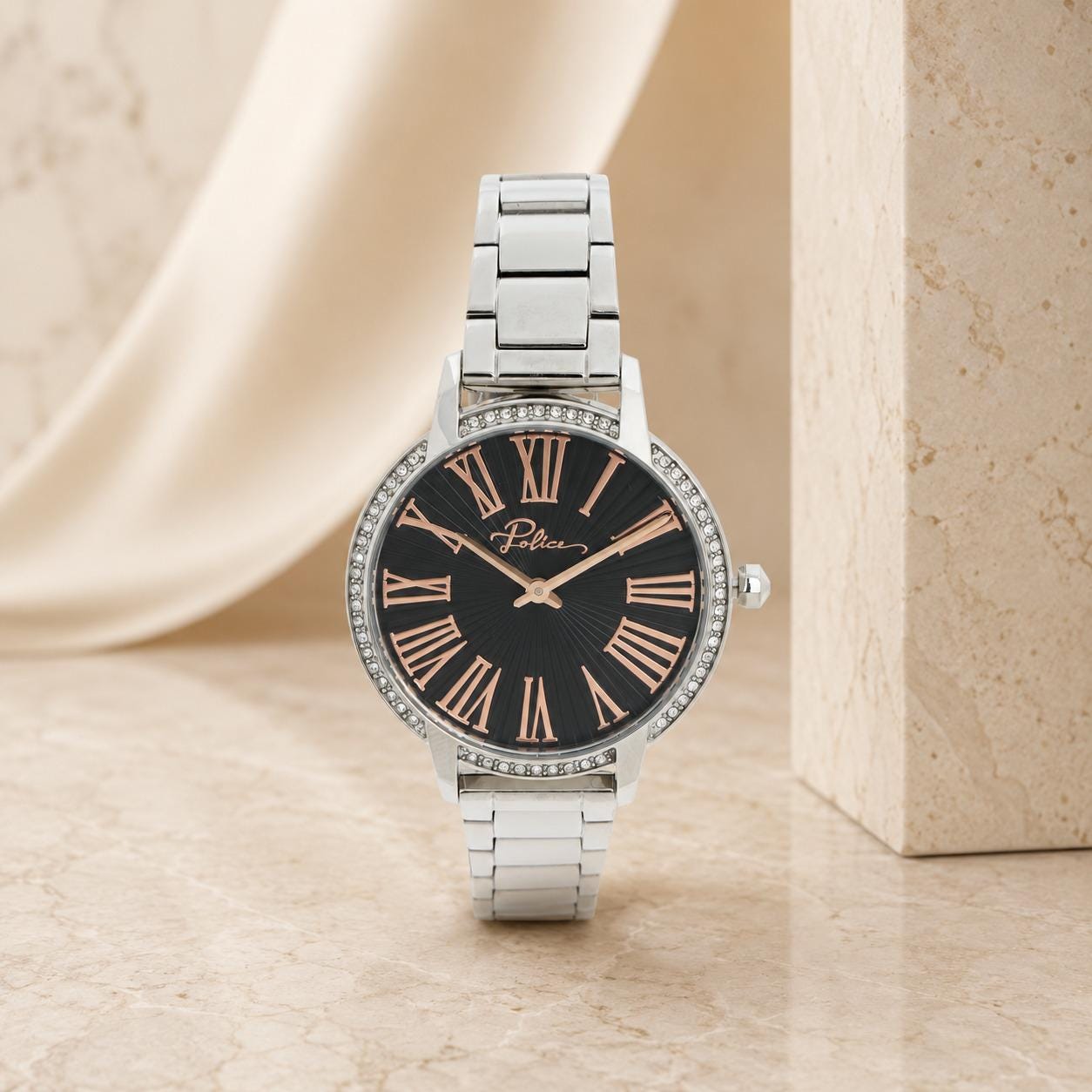 Police Silver Tone Nadu Watch