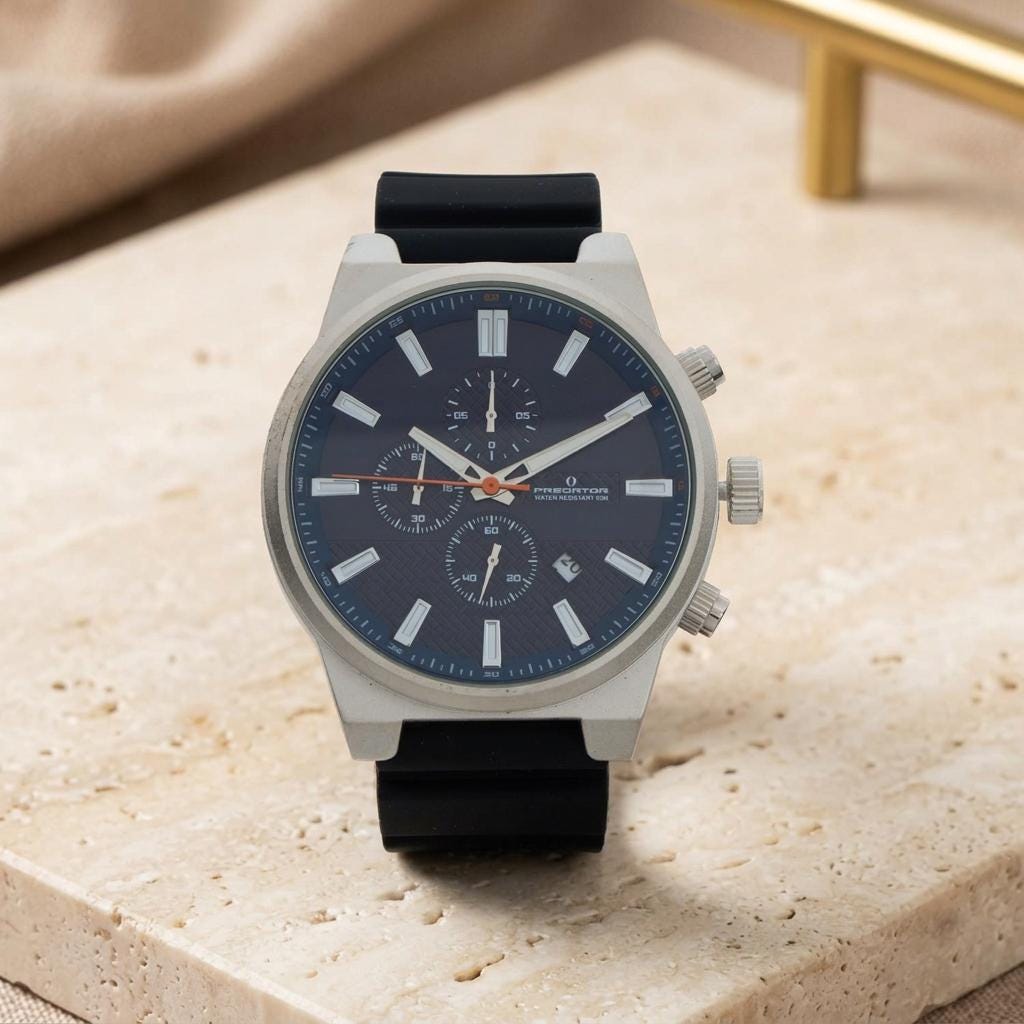 Predator Dark Blue & Silver Tone Classic Chronograph Watch