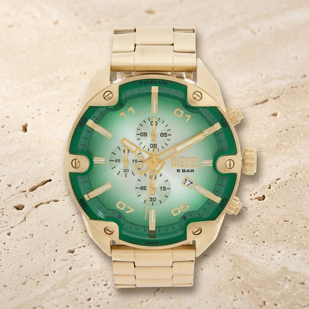Diesel Green & Gold Chronograph Watch