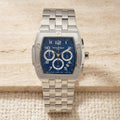 Swan & Edgar Silver Tone & Blue Chronograph Watch