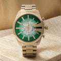 Diesel Gold-Tone Mega Chief Chronograph Watch, Green Dial