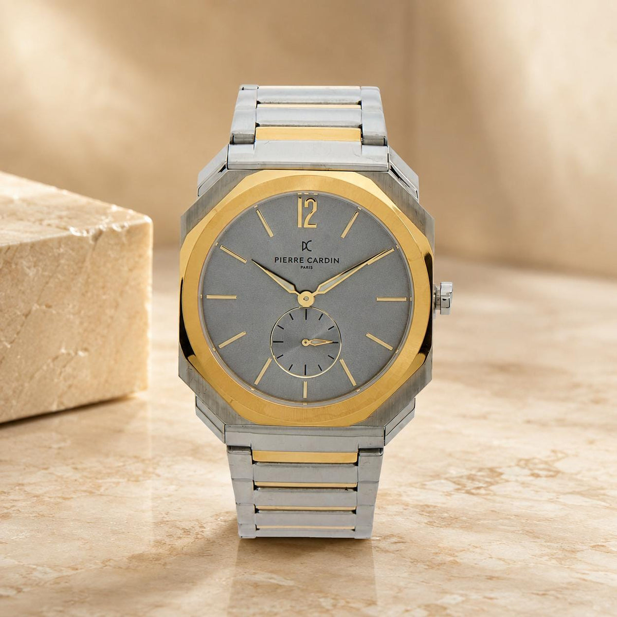 Pierre Cardin Gold Tone & Stainless Steel Louvre Octo Watch