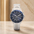 Guess Blue & Silver Tone Longitude Three Hand Analogue Watch