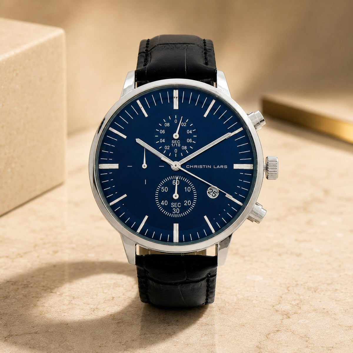 Christin Lars Brown Stainless Steel Chronograph Watch