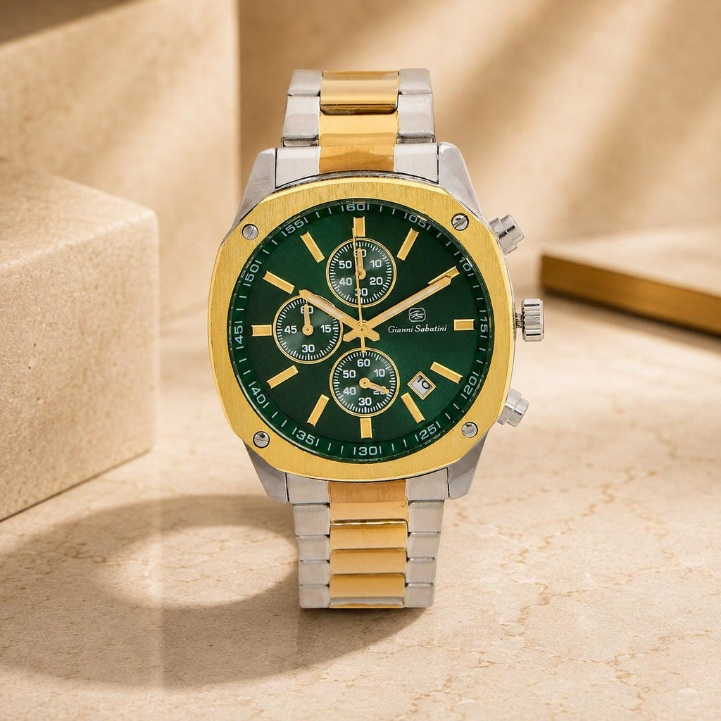 Gianni Sabatini Green Chronograph Watch, Two-Tone Stainless Steel
