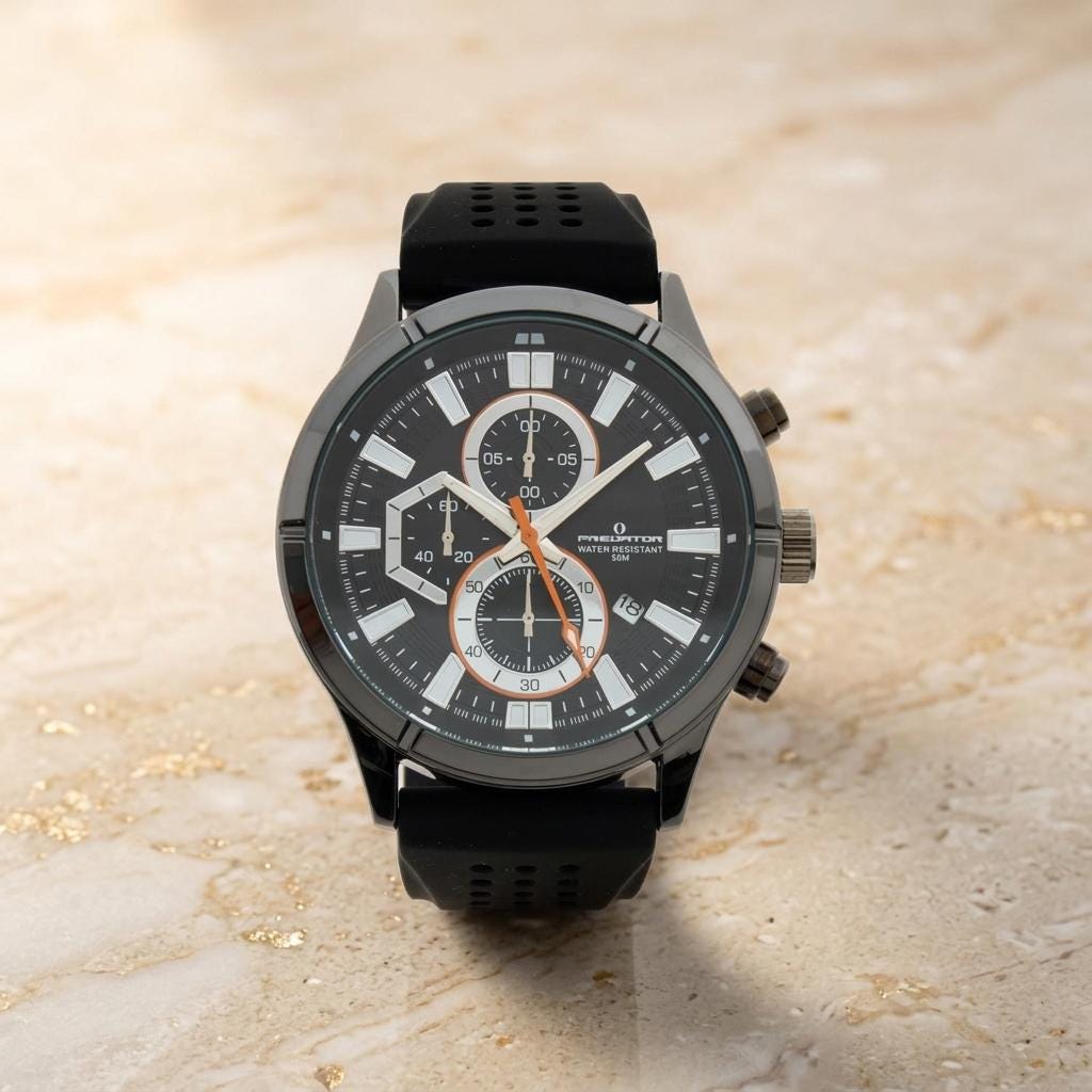 Predator Black Sports Chronograph Watch