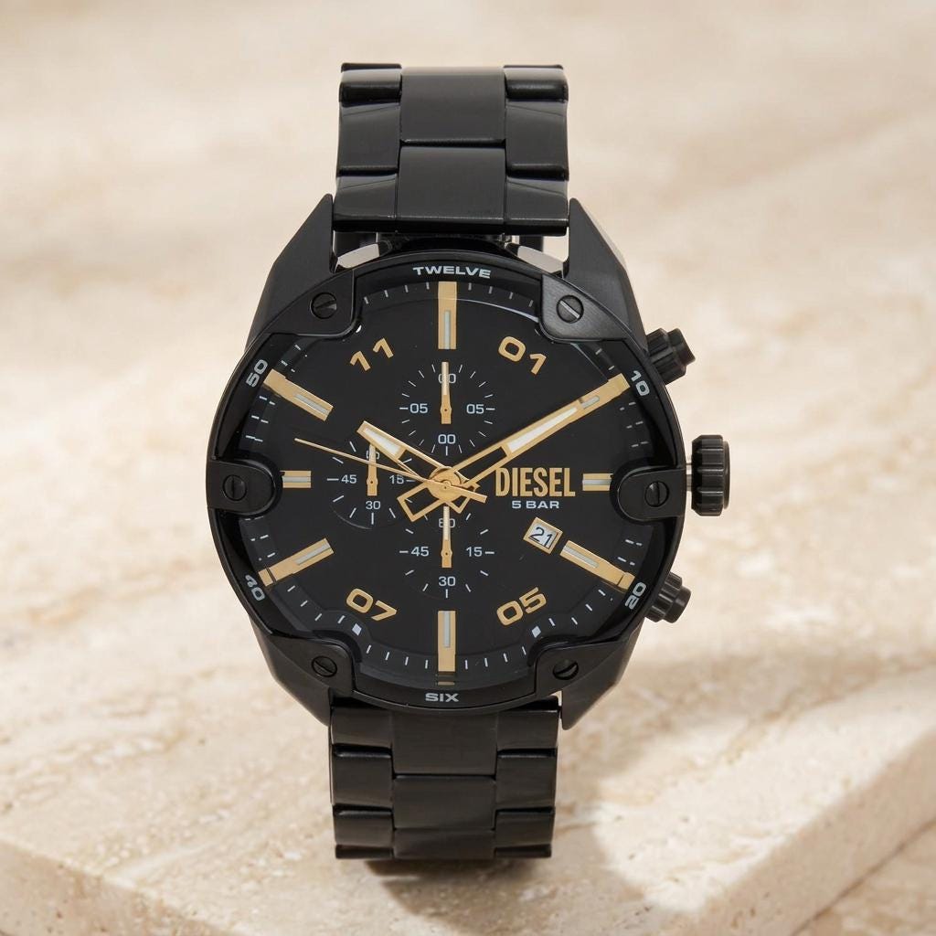 Diesel Black & Gold Chronograph Watch