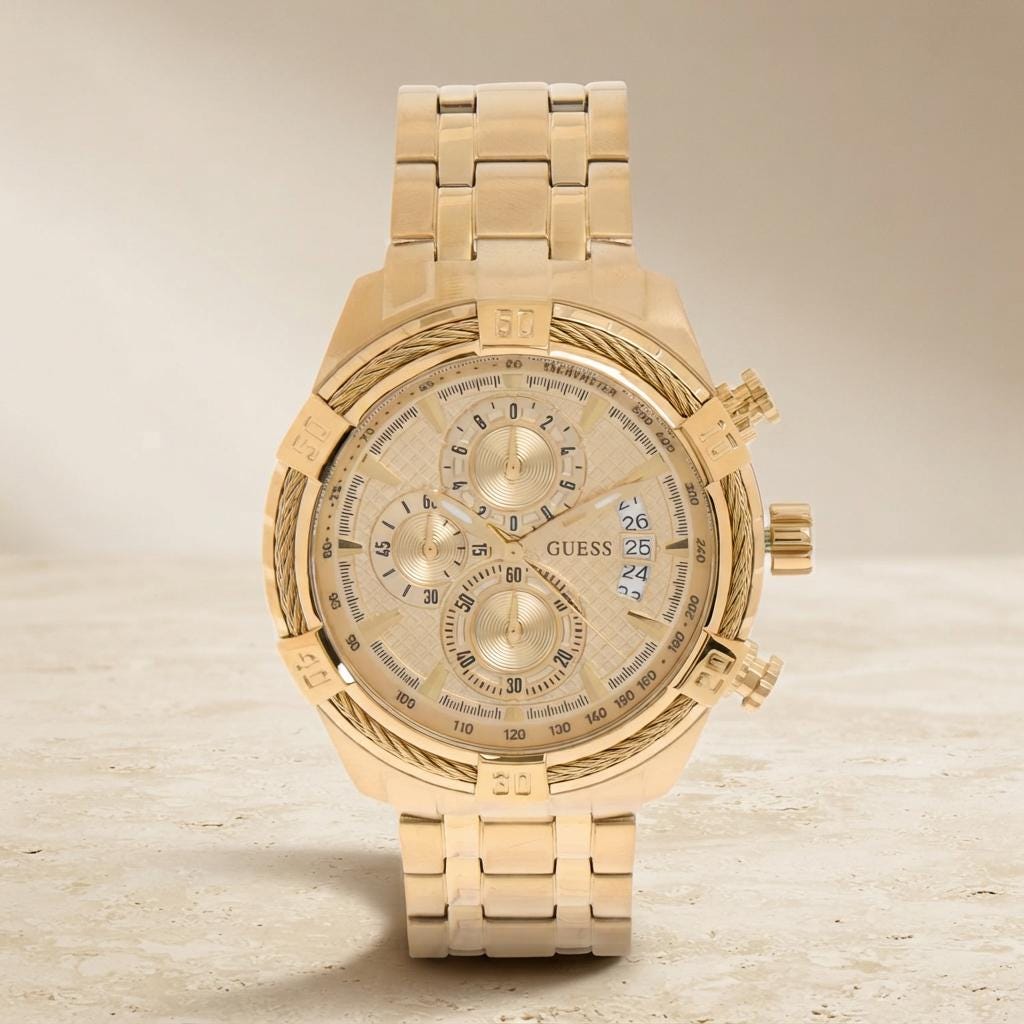 Guess Gold Chronograph Watch, Stainless Steel Link Bracelet