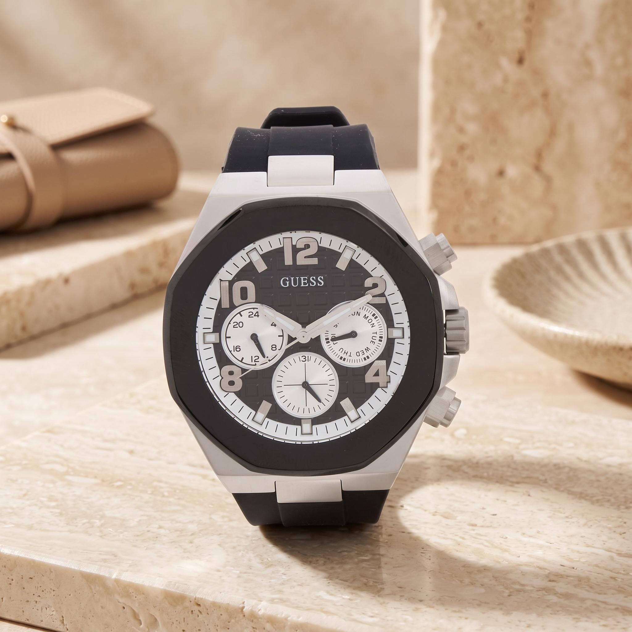 Guess Black Silicone Chronograph Watch