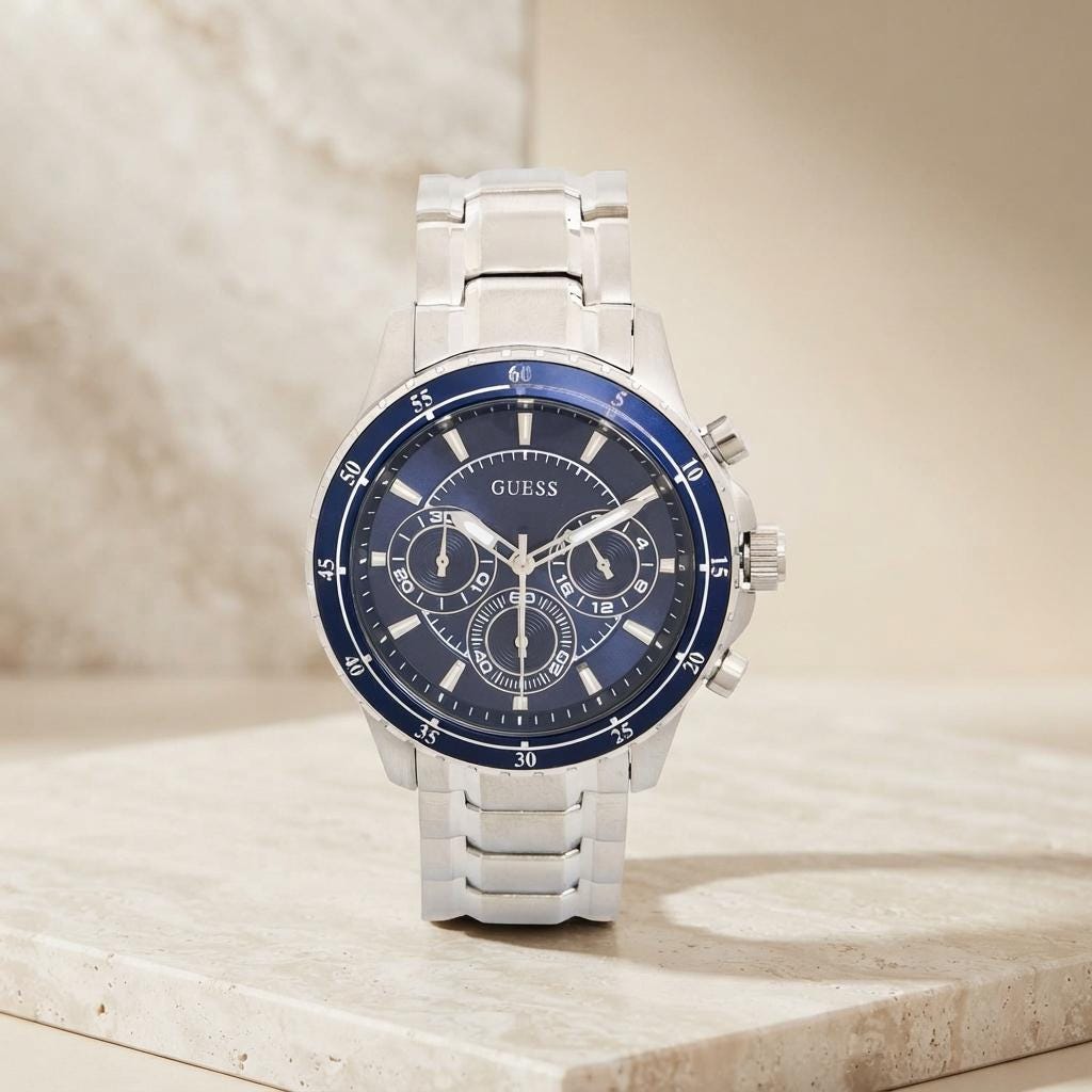 Guess Blue & Silver Chronograph Watch