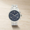 Guess Blue & Silver Chronograph Watch, Stainless Steel, Roman Numerals