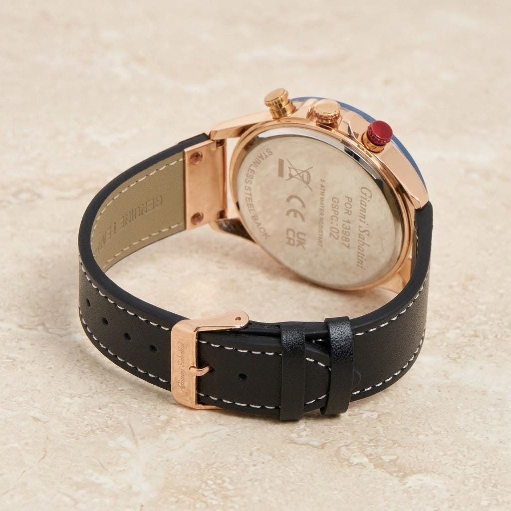 Gianni Sabatini Chronograph Watch, Rose Gold Blue Skeleton