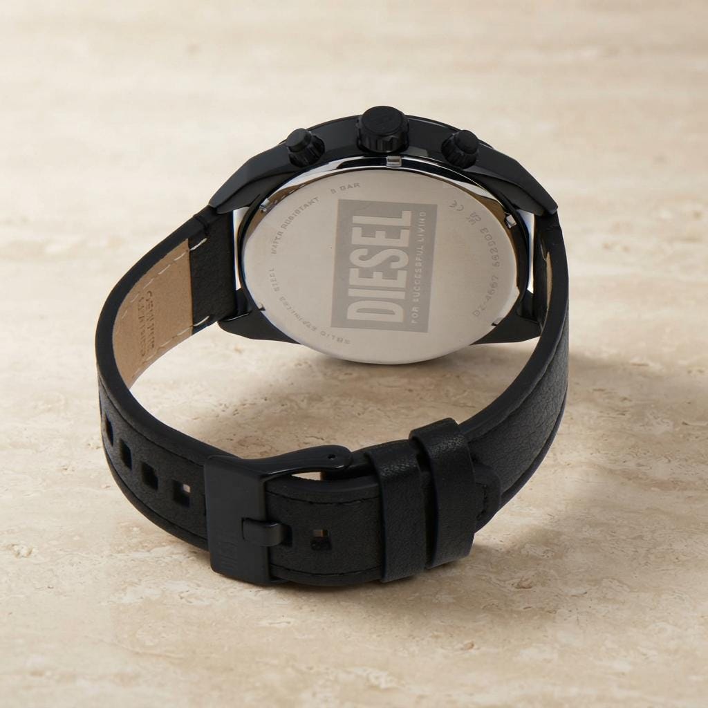 Diesel Black Chronograph Watch, Red Dial