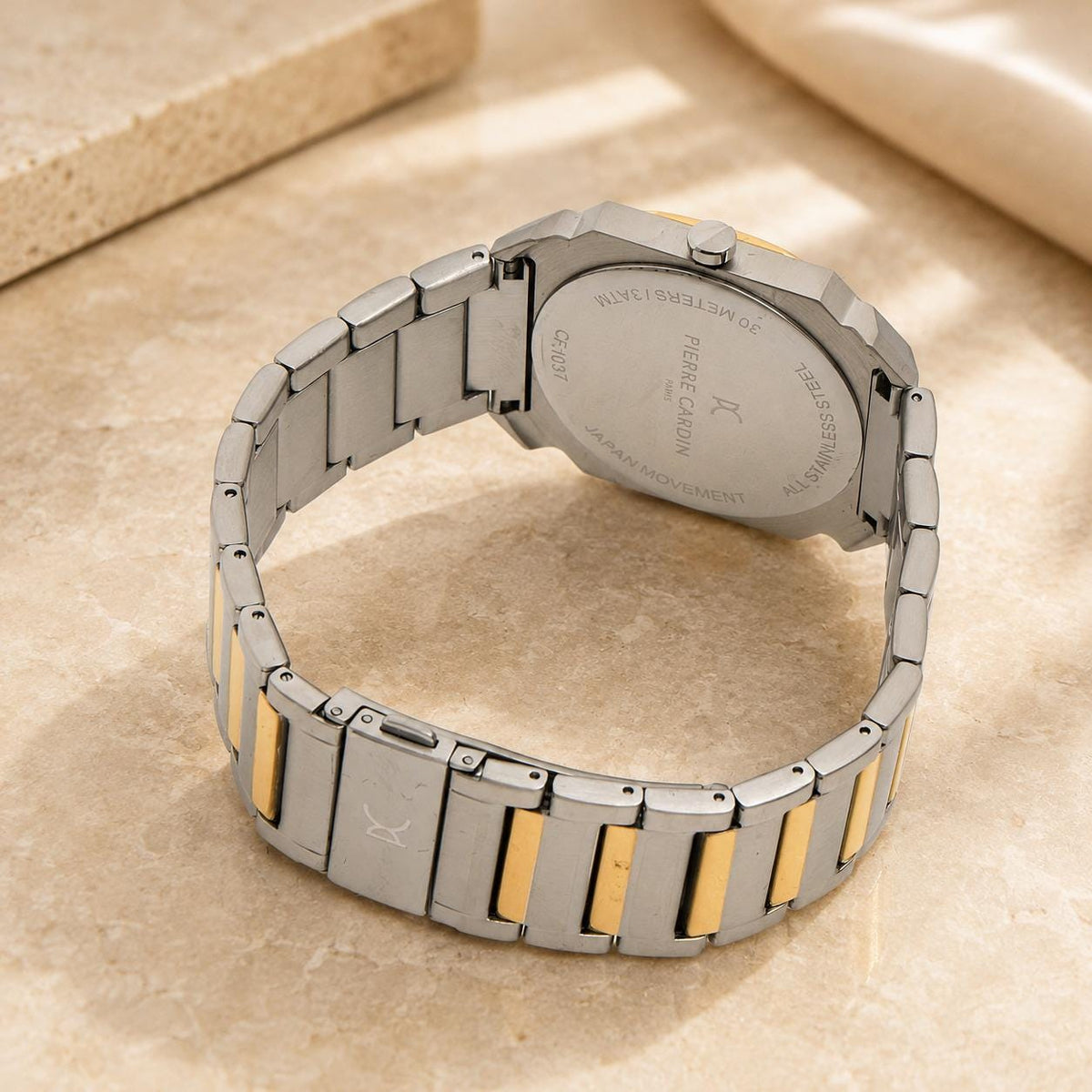 Pierre Cardin Gold Tone & Stainless Steel Louvre Octo Watch