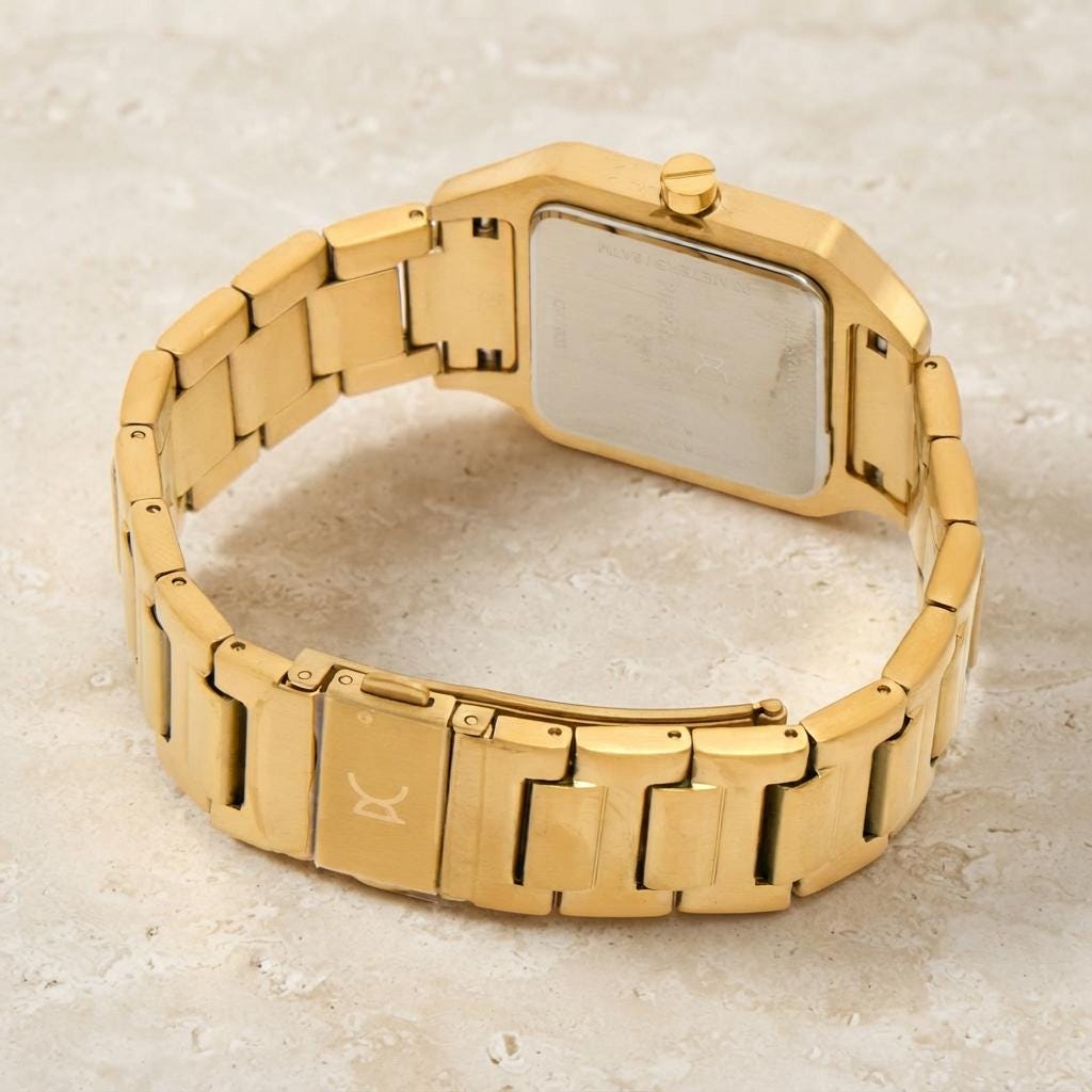 Pierre Cardin Gold Tone Stainless Steel Square Case Watch