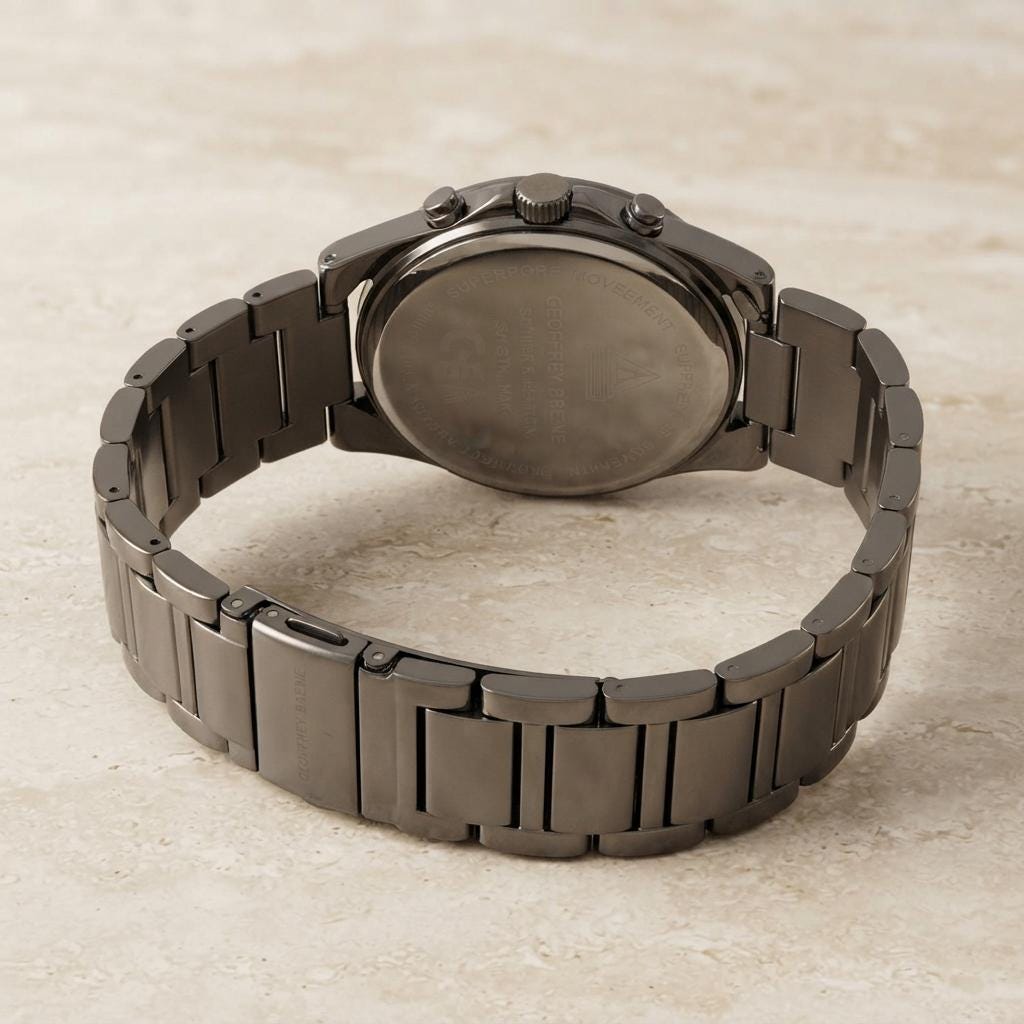 Geoffrey Beene Gunmetal & Blue Chronograph Watch