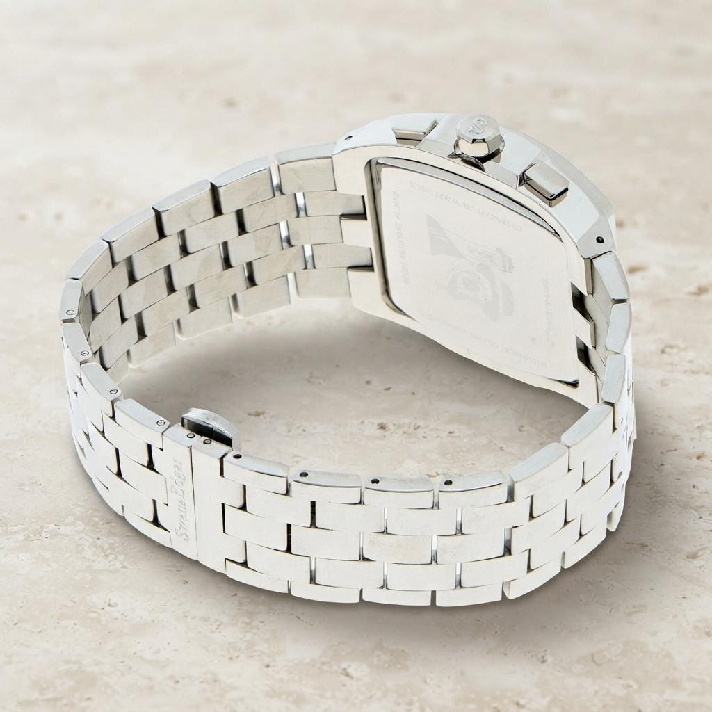 Swan & Edgar Silver Tone & Blue Chronograph Watch