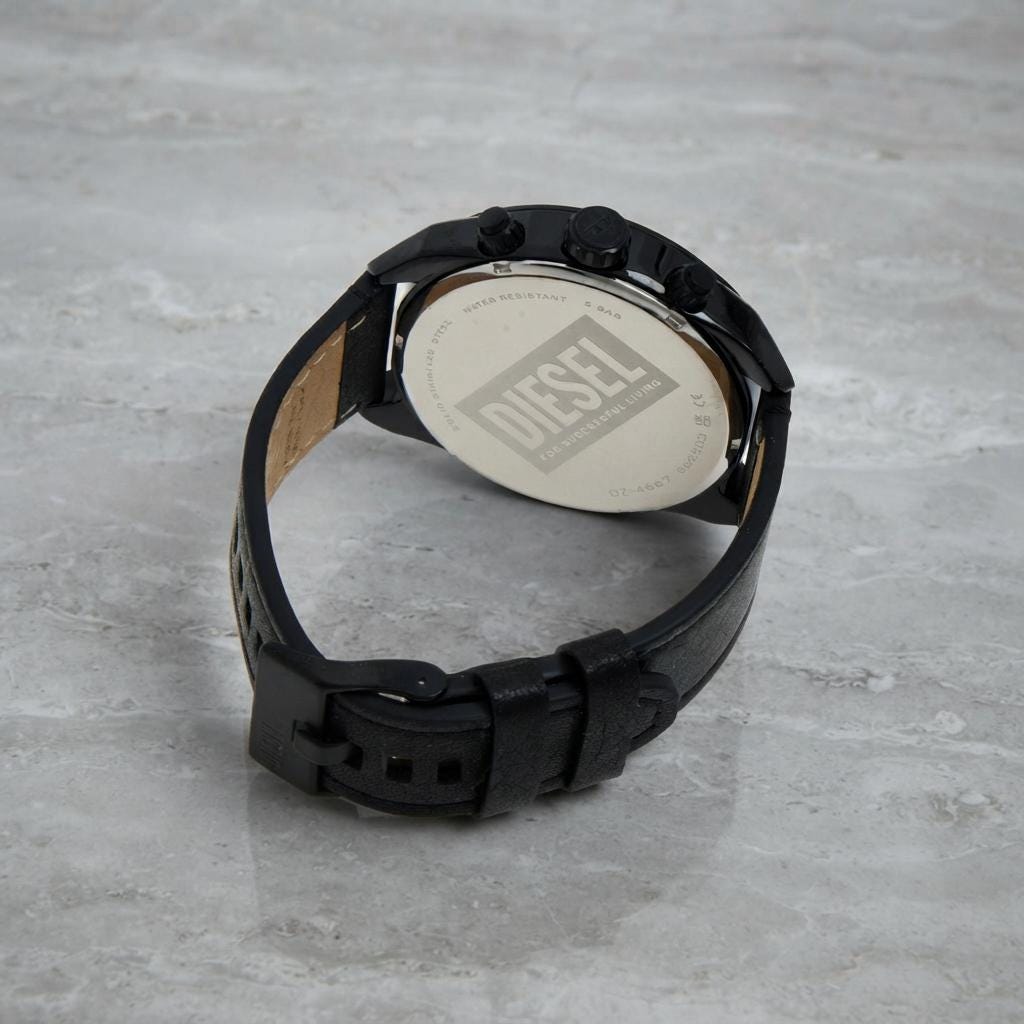 Diesel Black Chronograph Watch, Black & Red Dial
