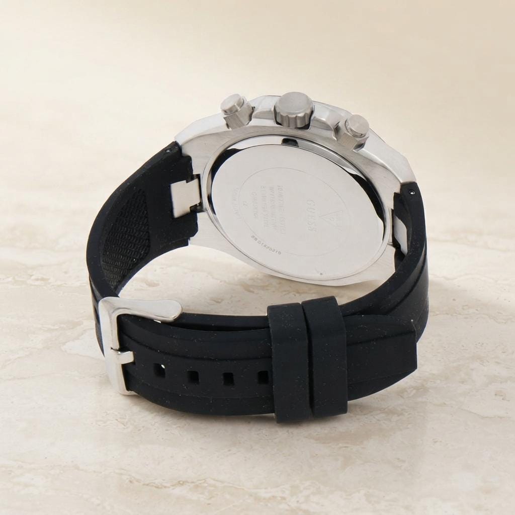 Guess Black Silicone Chronograph Watch