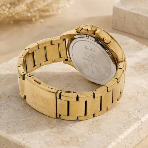Armani Exchange Gold Tone Stainless Steel Oversized Urban Watch