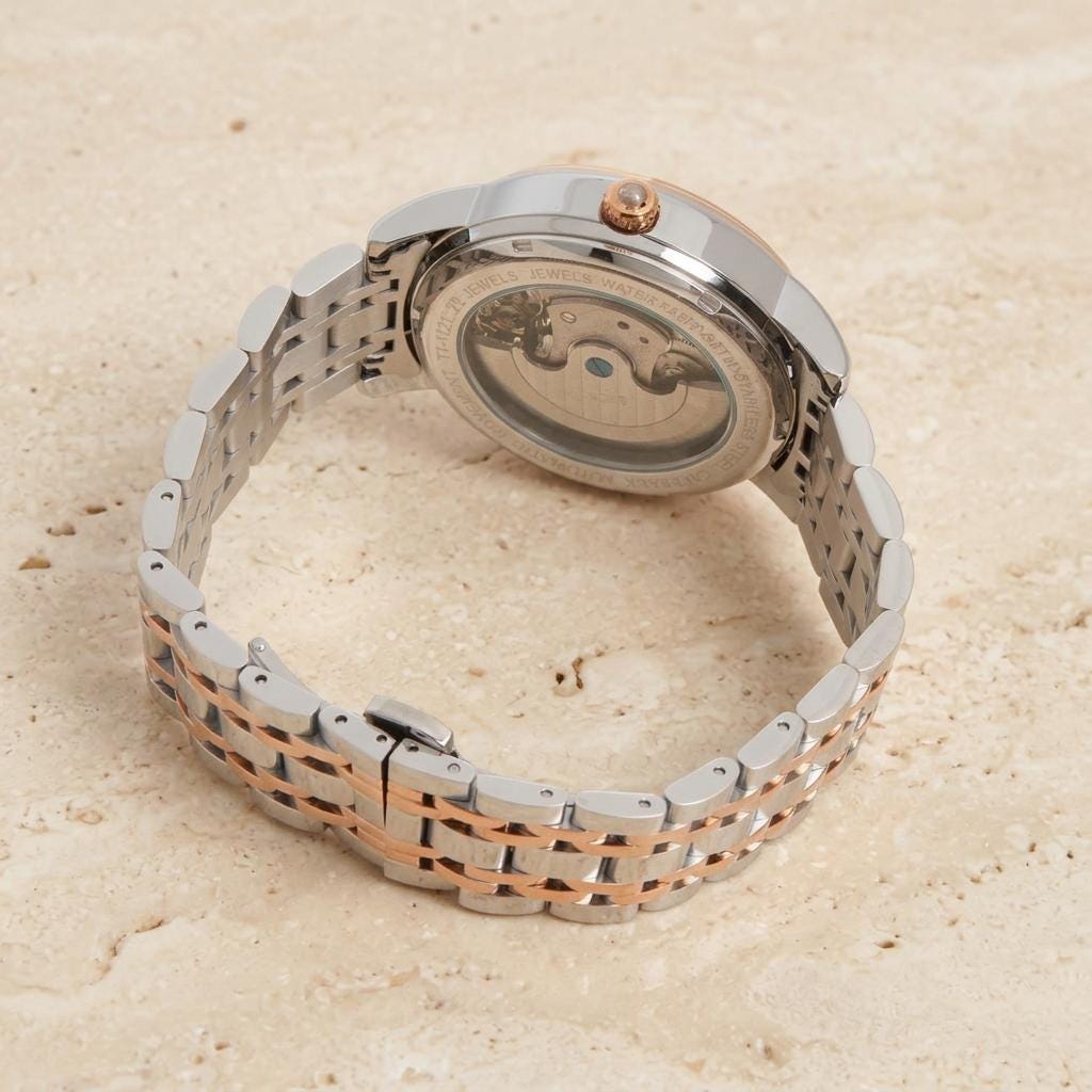 Thomas Tompion Silver & Rose Gold Tone Automatic Chronograph Watch