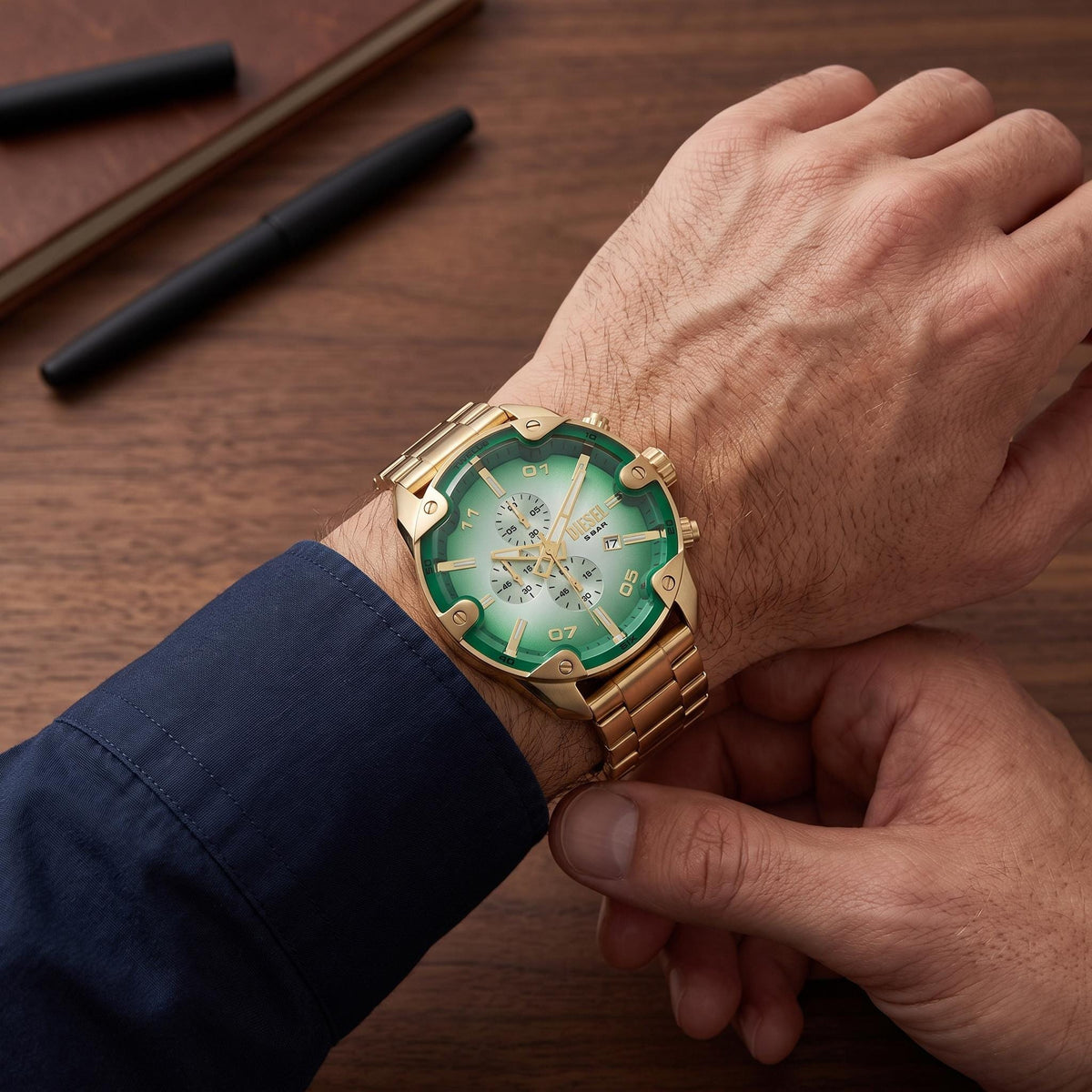 Diesel Green & Gold Chronograph Watch