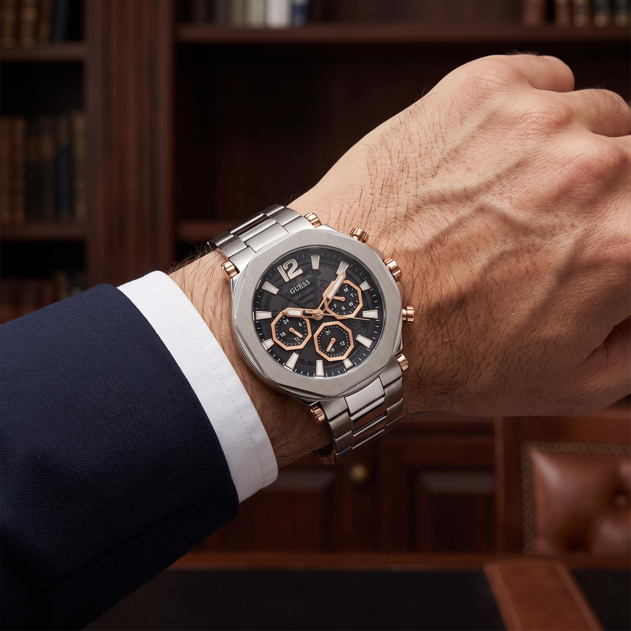 Guess Silver & Rose Gold Chronograph Watch