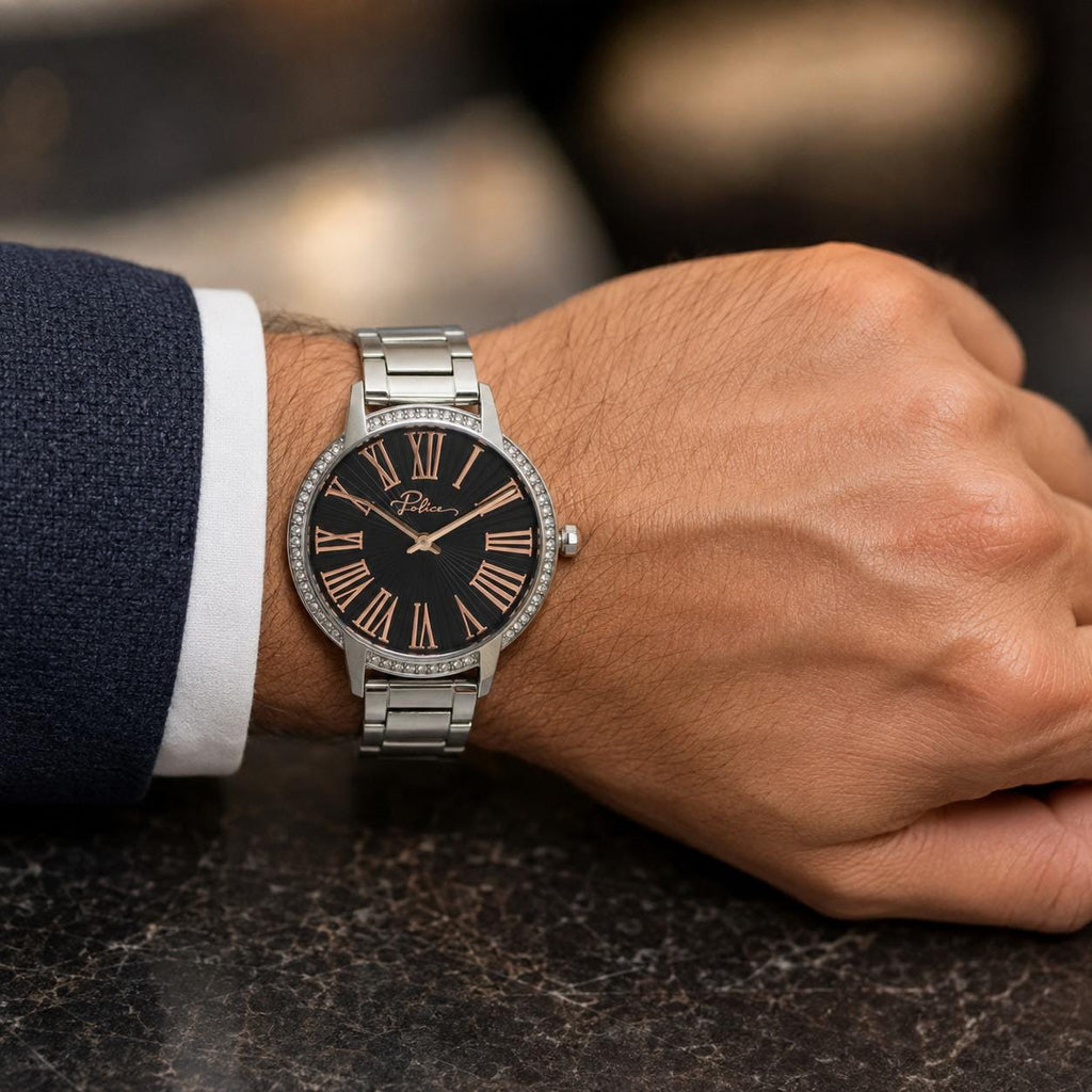 Police Silver Tone Nadu Watch