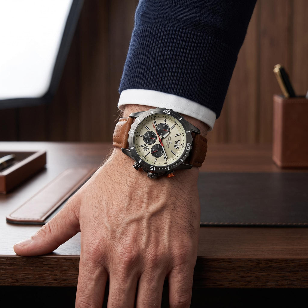 Predator Brown Leather Chronograph Watch
