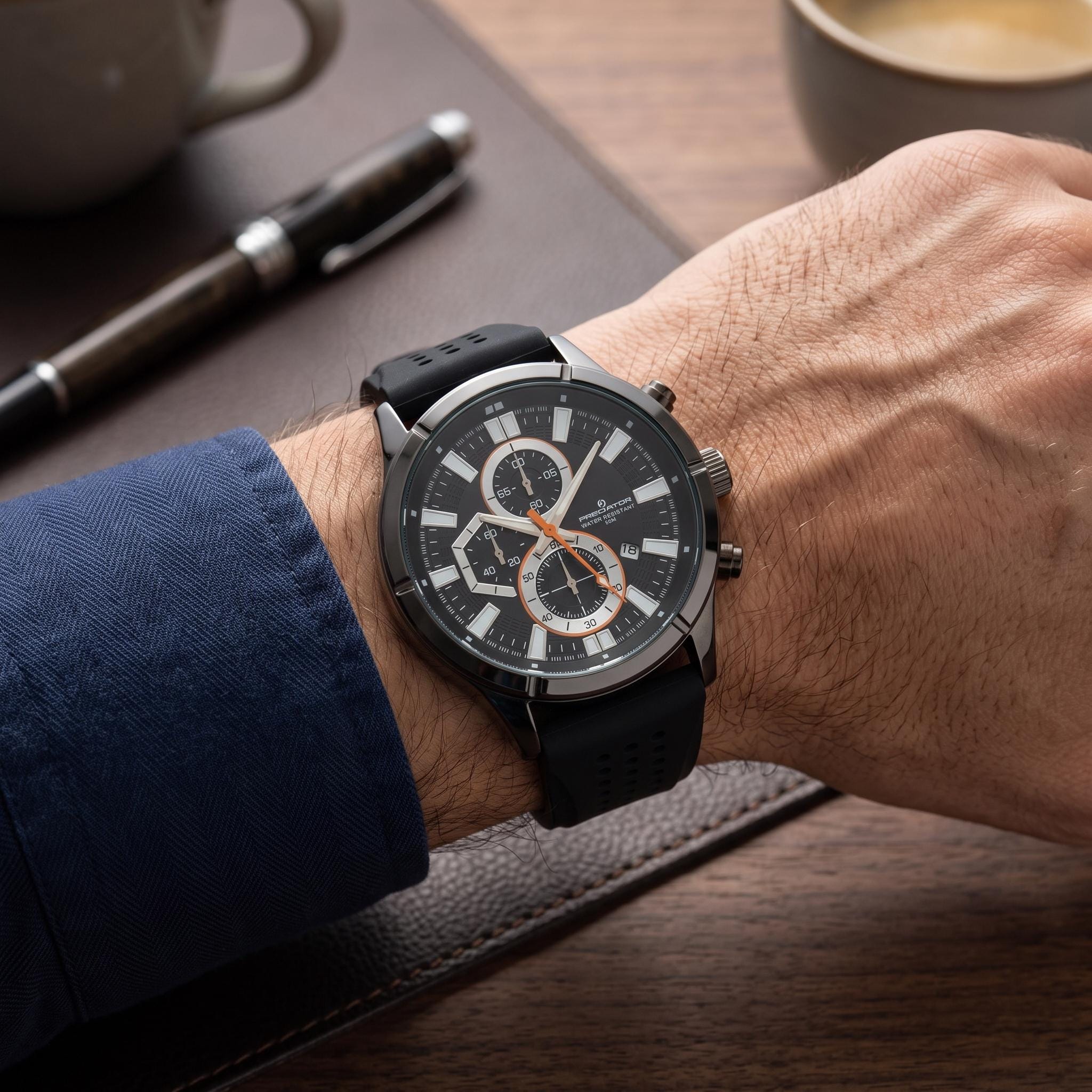 Predator Black Sports Chronograph Watch