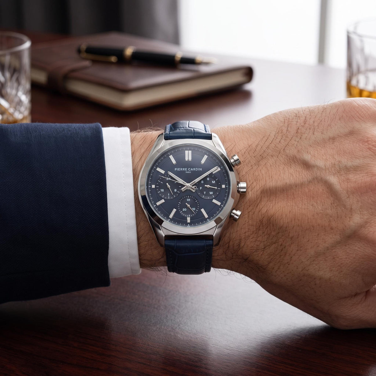 Pierre Cardin Dark Blue Leather Vaugirard Lecourbe Watch