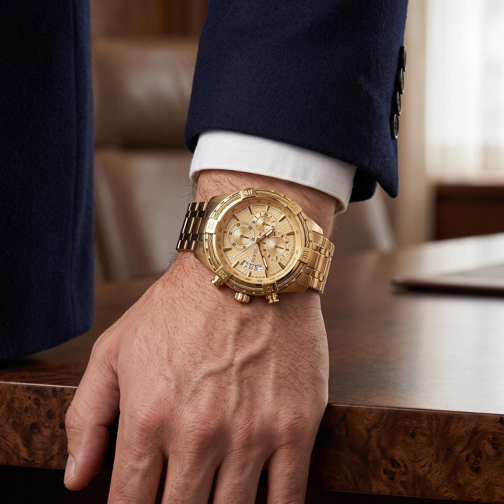 Guess Gold Chronograph Watch, Stainless Steel Link Bracelet