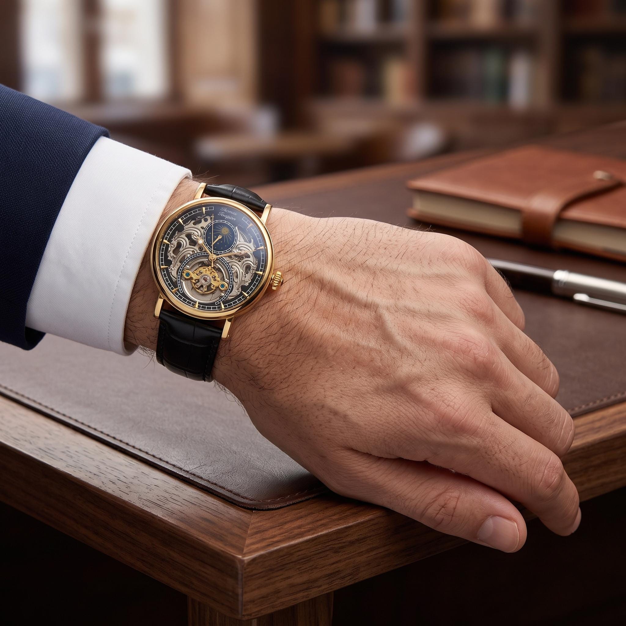 Thomas Tompion Black & Gold Tone Observatory Watch