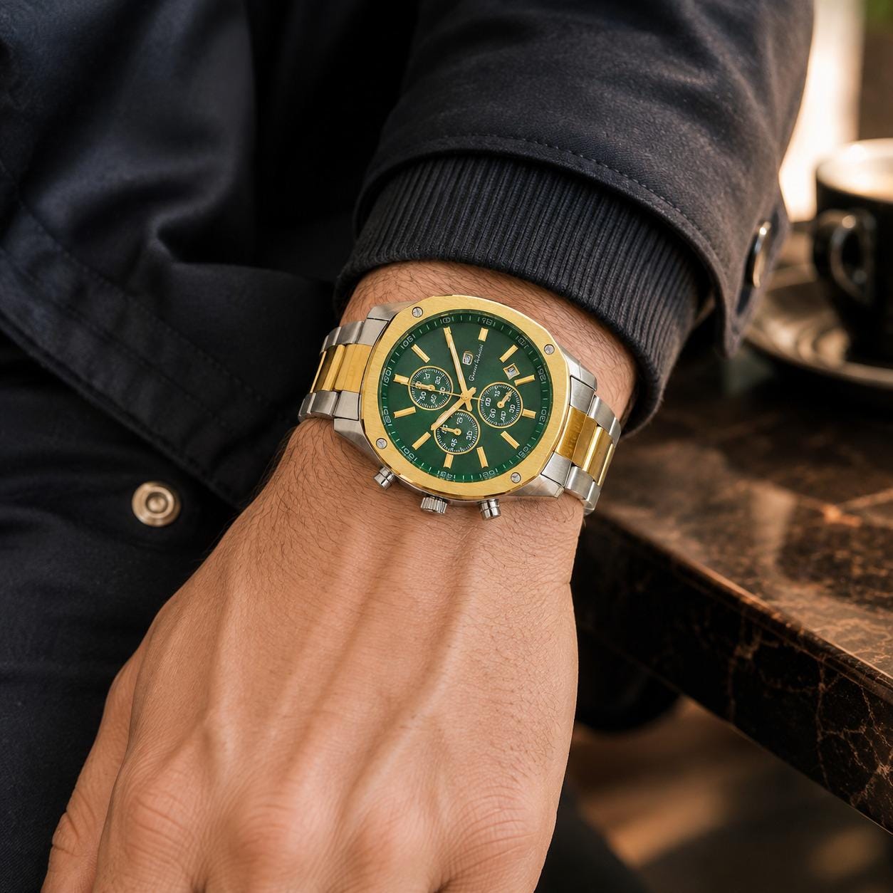 Gianni Sabatini Green Chronograph Watch, Two-Tone Stainless Steel