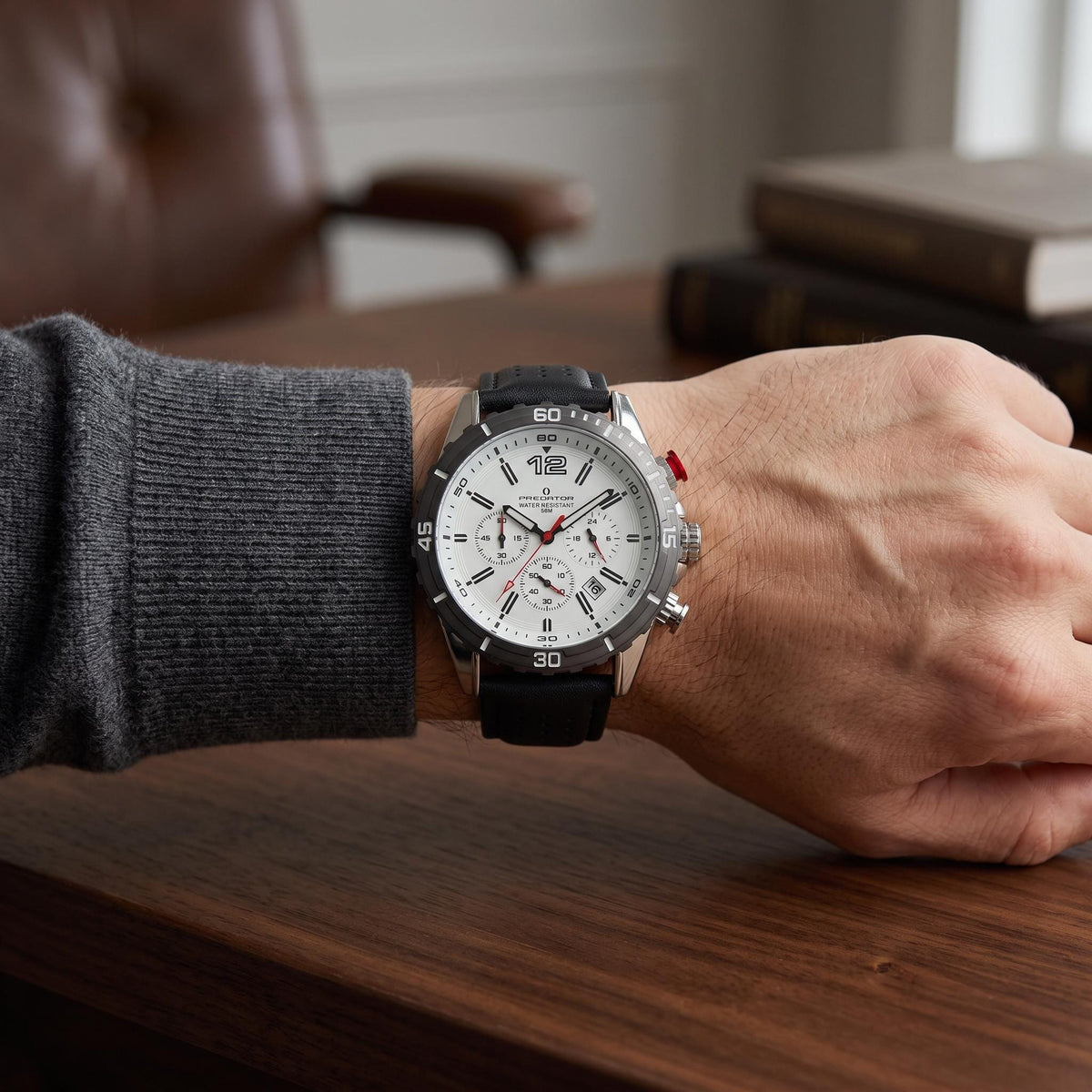 Predator Black & Silver Chronograph Watch