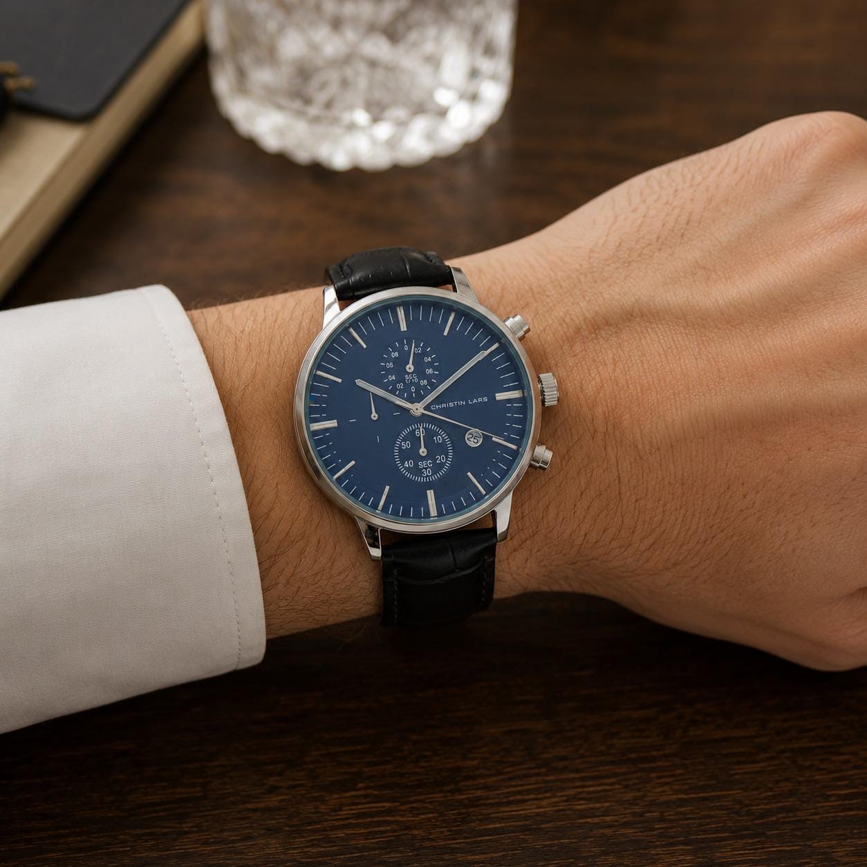 Christin Lars Brown Stainless Steel Chronograph Watch