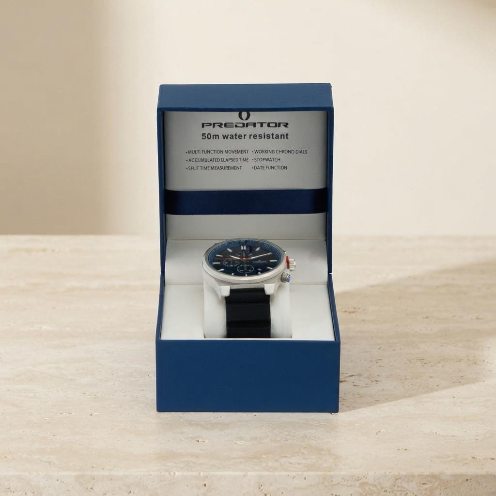 Predator Dark Blue & Silver Tone Classic Chronograph Watch