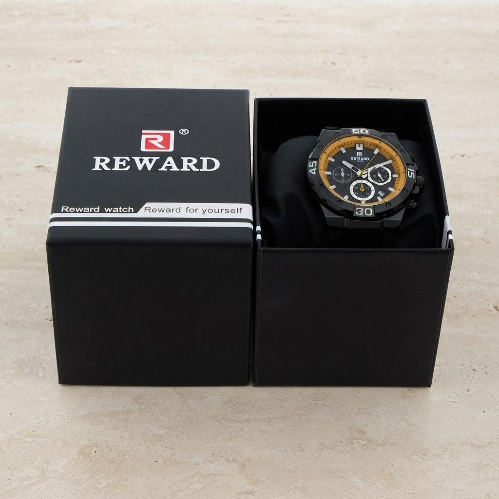 Reward Black & Yellow Chronograph Watch