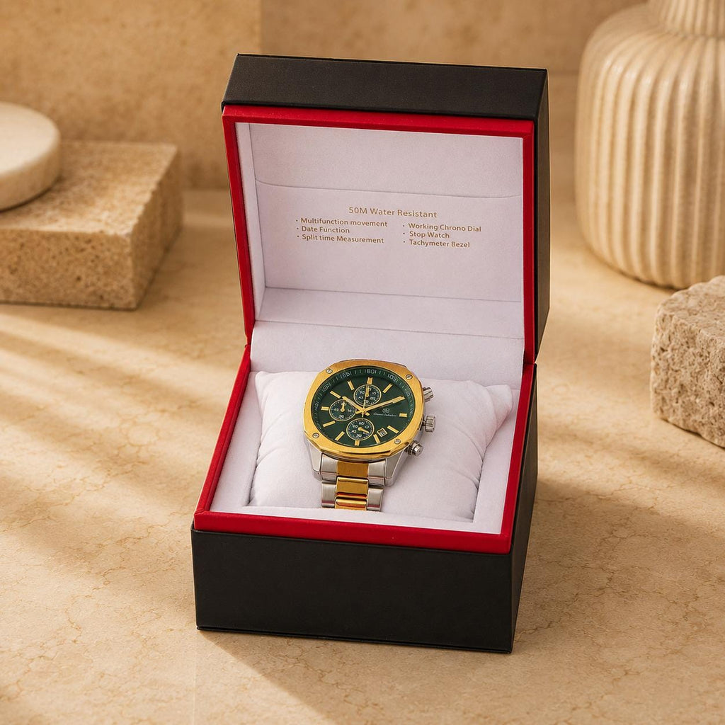 Gianni Sabatini Green Chronograph Watch, Two-Tone Stainless Steel