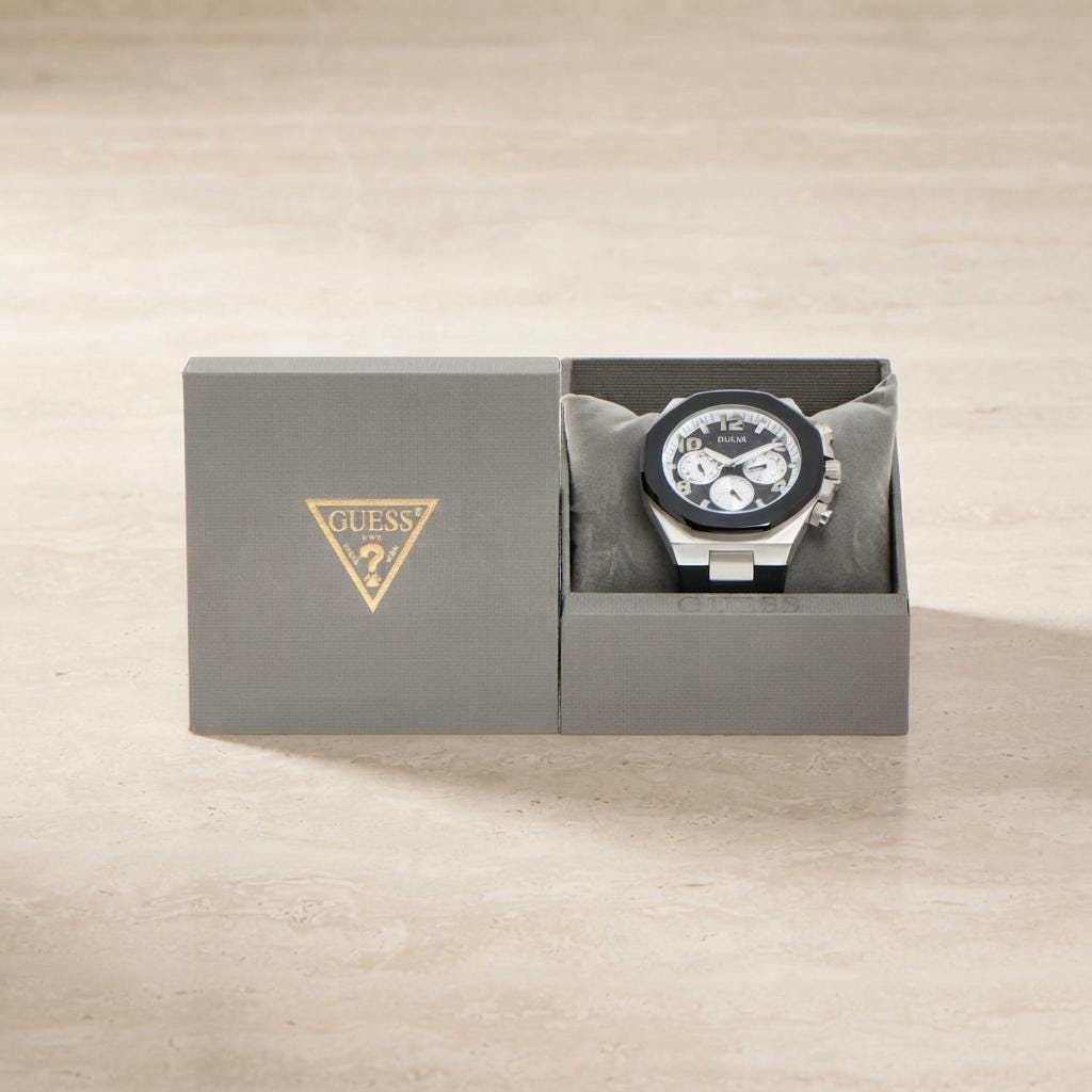 Guess Black Silicone Chronograph Watch