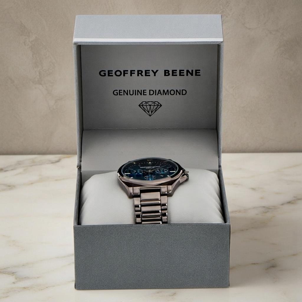Geoffrey Beene Gunmetal & Blue Chronograph Watch