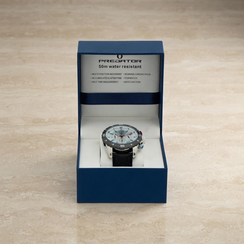 Predator Black & Silver Chronograph Watch