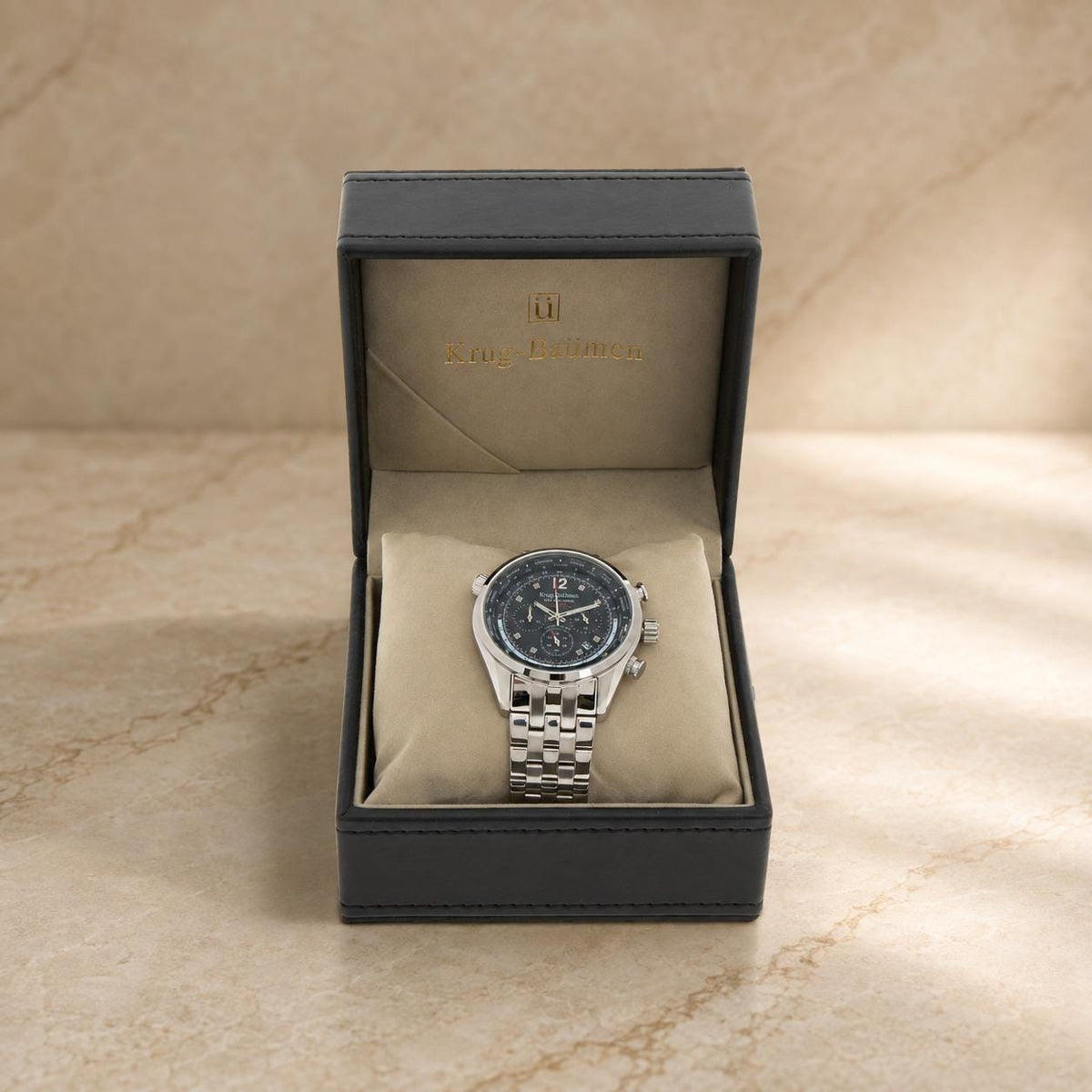 Krug-Baumen Stainless Steel Air Explorer Diamond Chronograph Watch