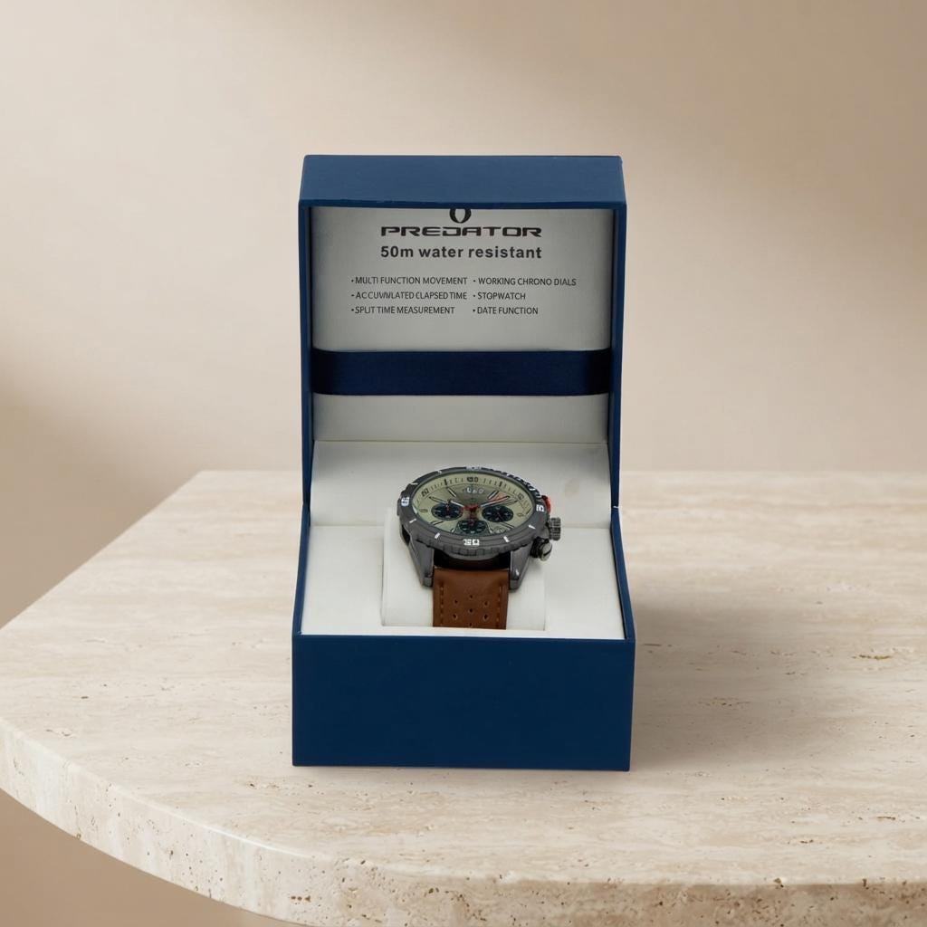 Predator Brown Leather Chronograph Watch