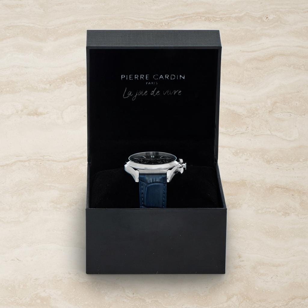 Pierre Cardin Dark Blue Leather Vaugirard Lecourbe Watch