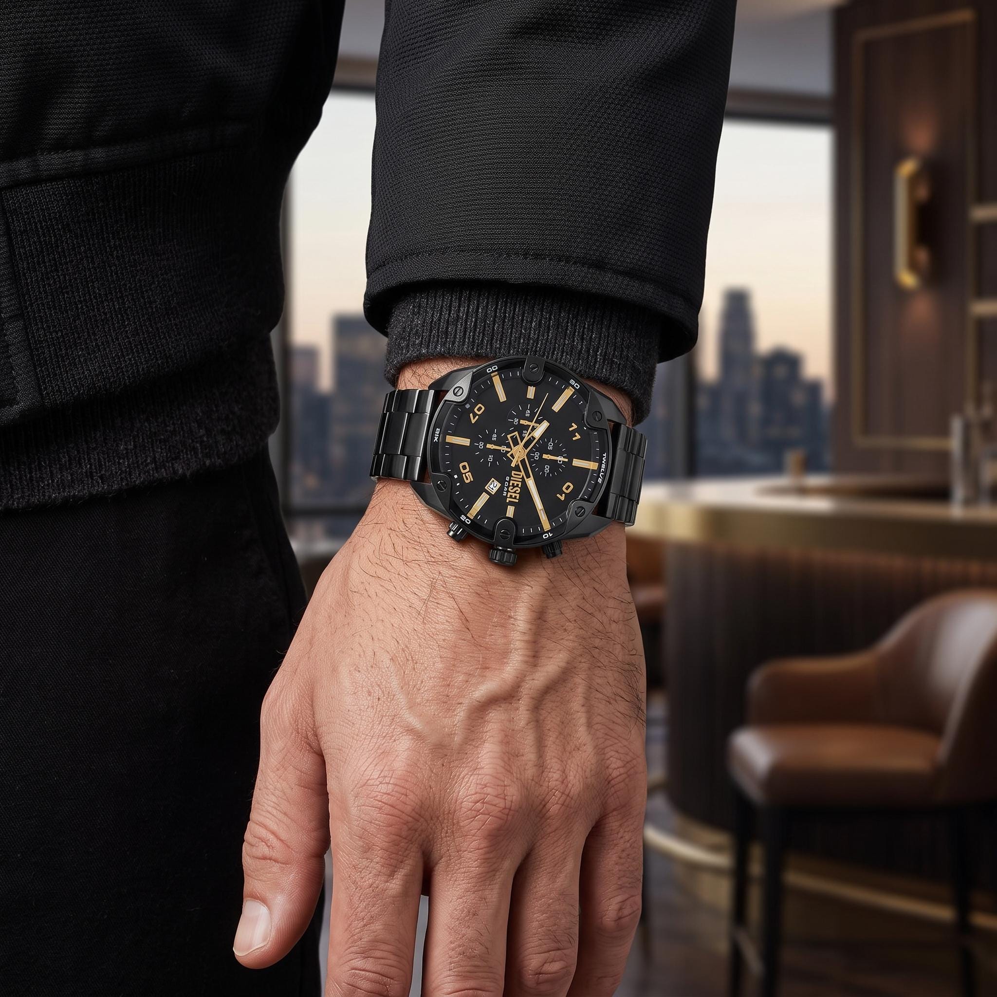 Diesel Black & Gold Chronograph Watch